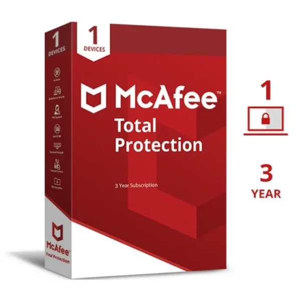 McAfee Total Protection 2022 | 1 Device, 3 Year | Antivirus Internet Security Software | Password Manager & Dark Web Monitoring Included | PC/Mac/Android/iOS | Email Delivery